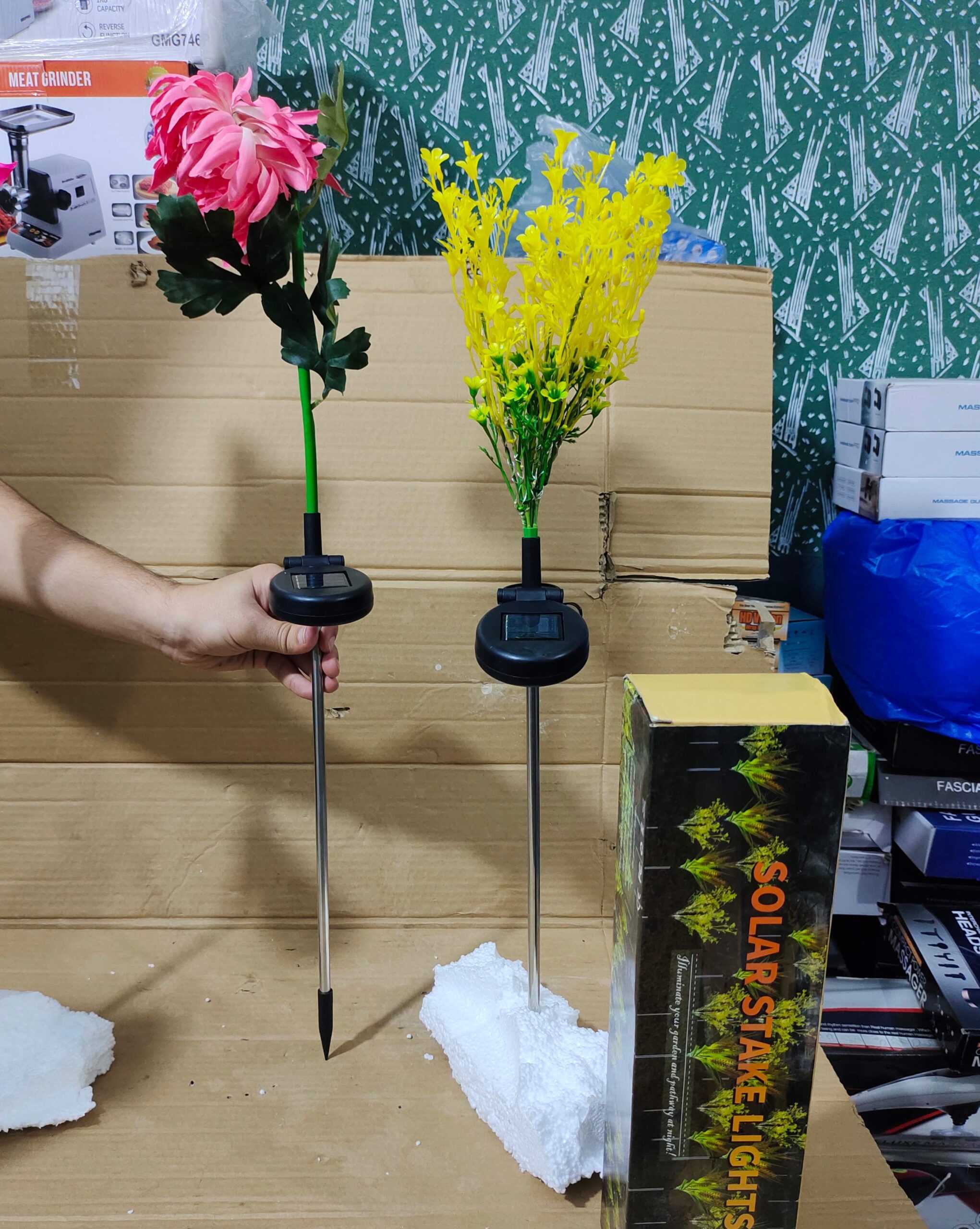 Pack of 2 Solar Garden Flower Stake Light