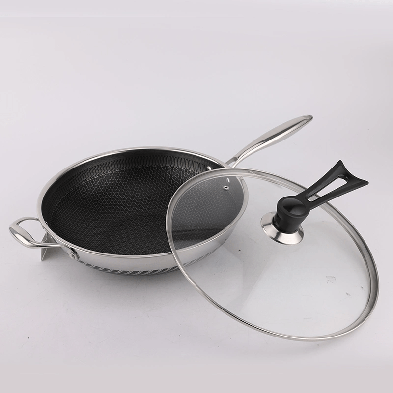 Laser Coated Honeycomb Stainless Steel Frypan