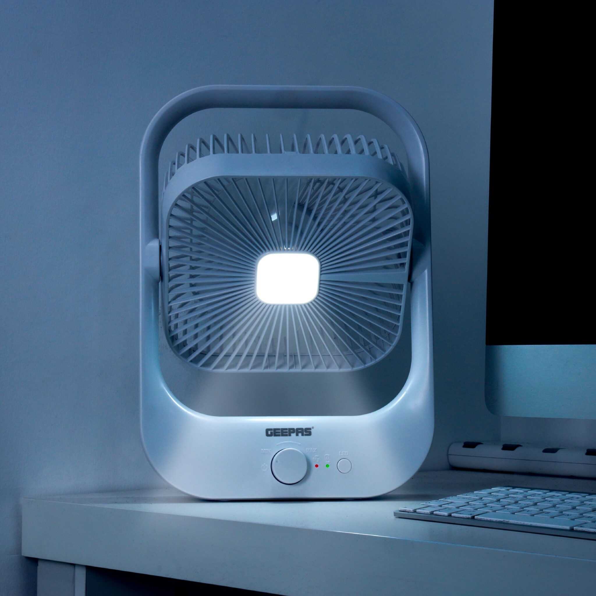 Geepas Rechargeable Fan With LED Light