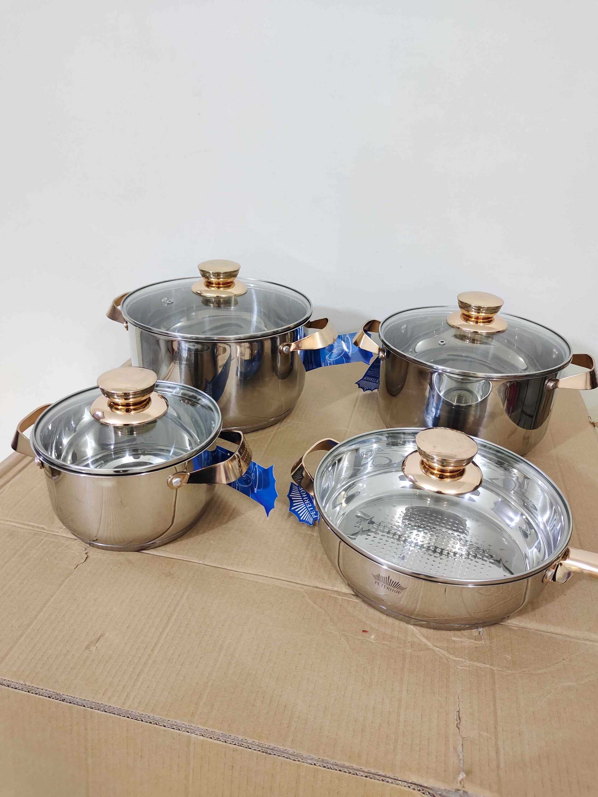 8 Pcs Peterhof Cookware Steel 7 Ply Bottom