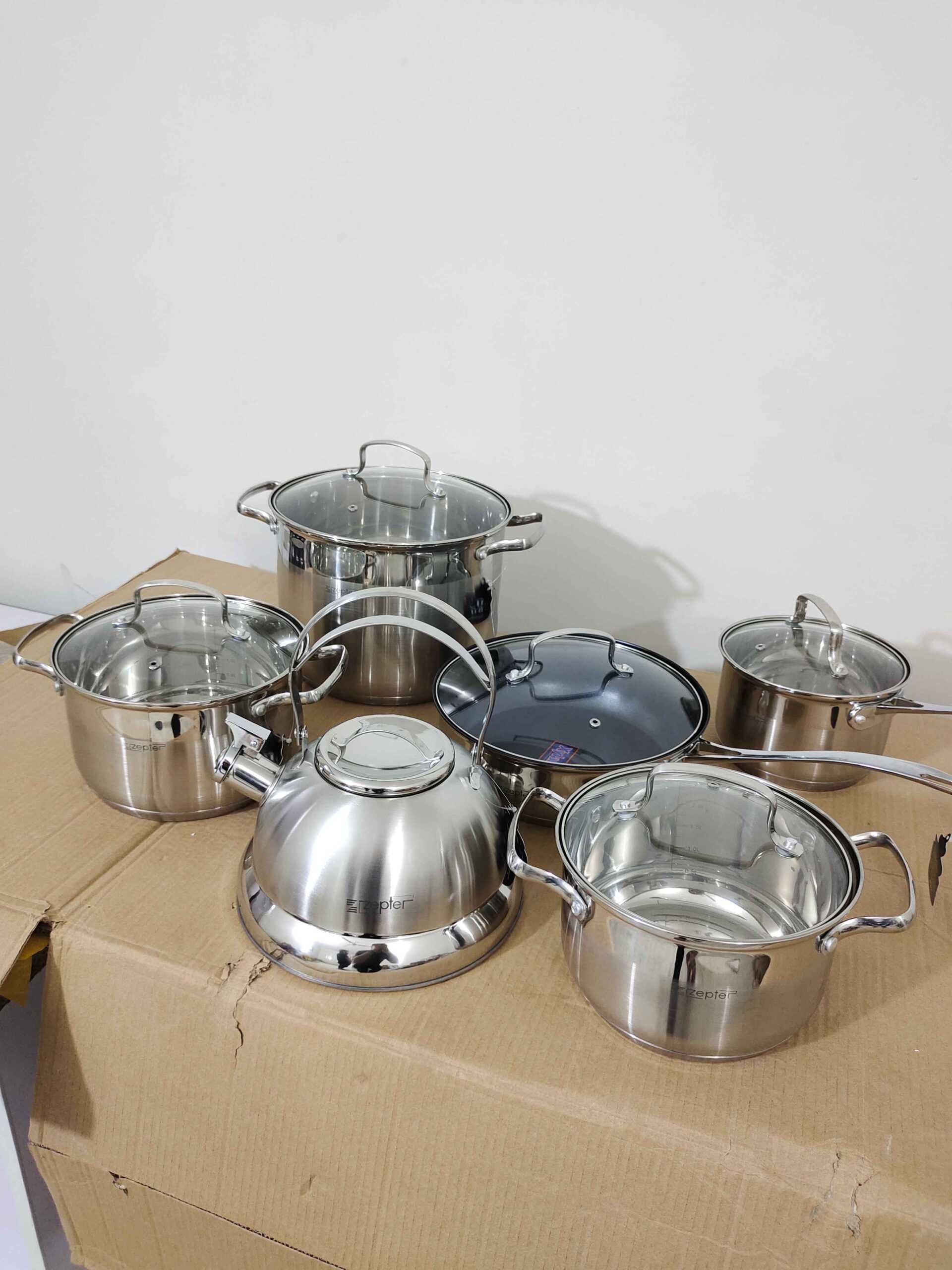 12 Pcs Zepter German Cookware Set Steel 5 Ply Bottom