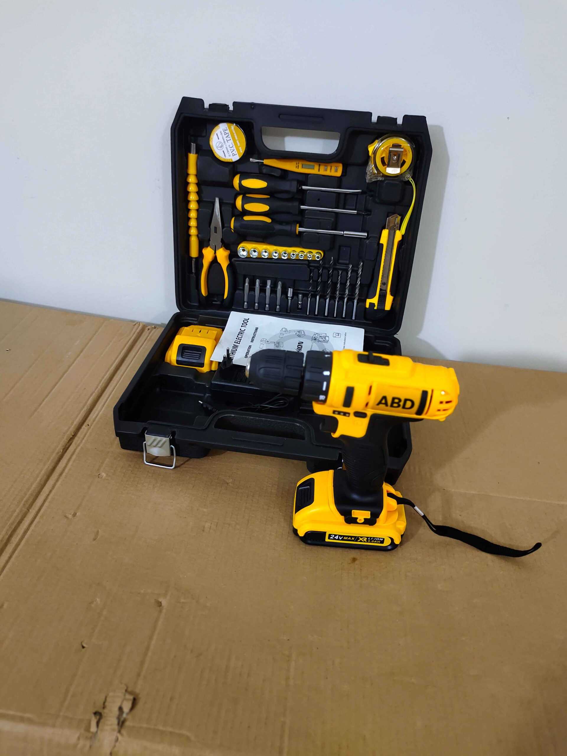 34 Pcs Rechargeable Drill Tool Box 24V