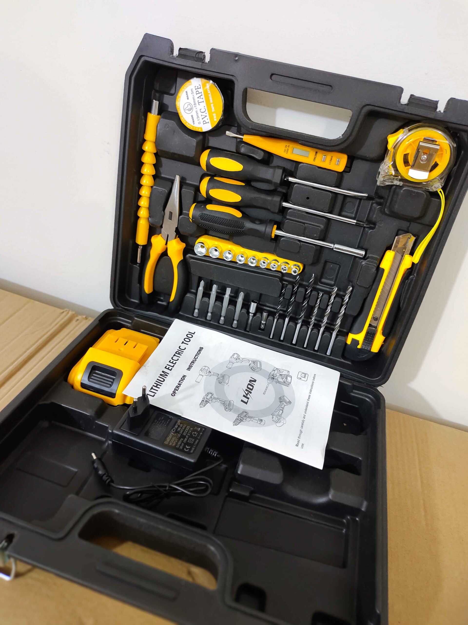 34 Pcs Rechargeable Drill Tool Box 24V