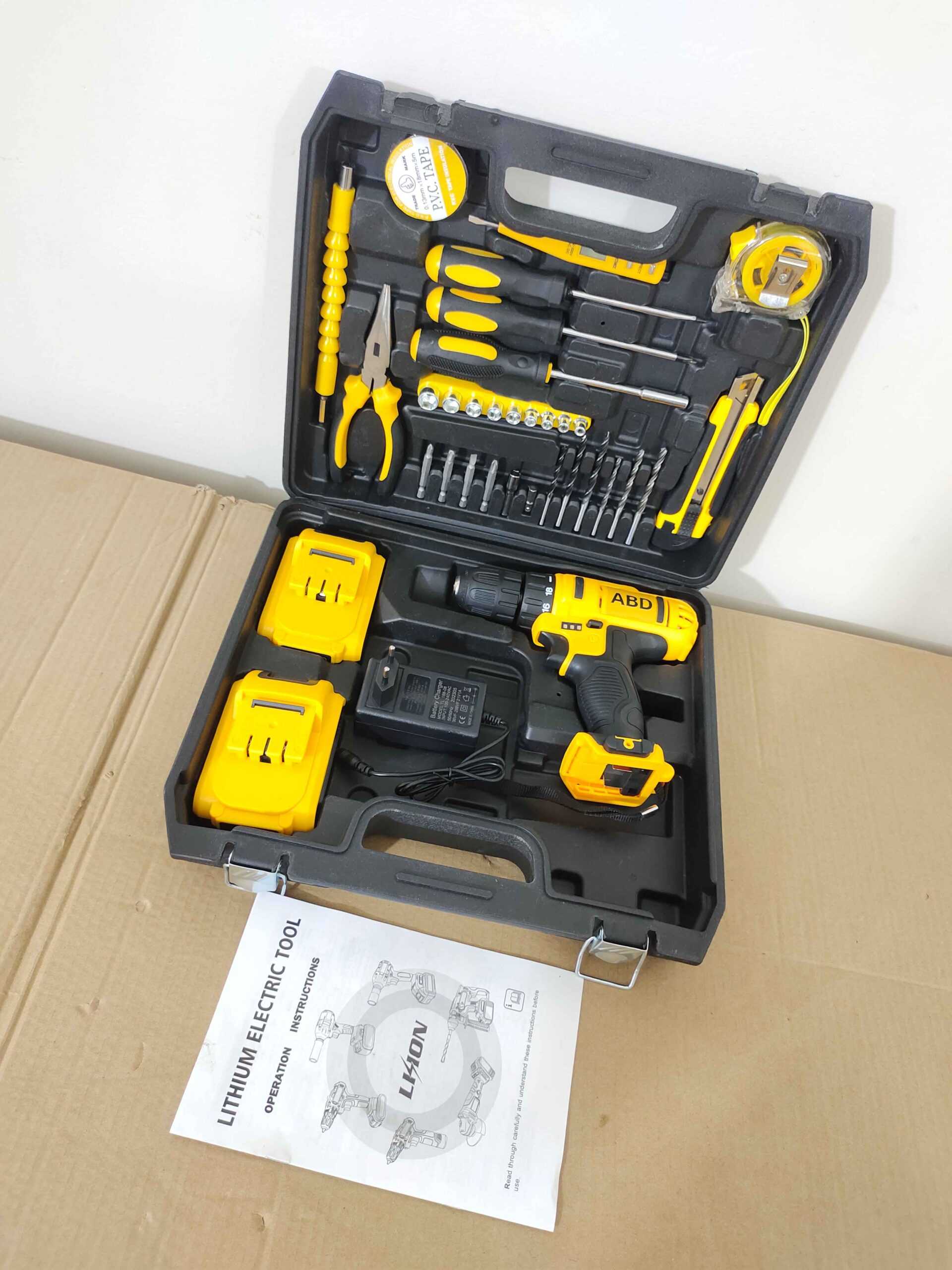 34 Pcs Rechargeable Drill Tool Box 24V