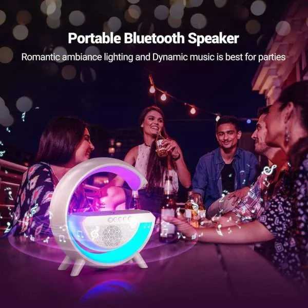 RGB Lamp & Bluetooth Speaker with FM Radio & USB & Wireless Charging 4000 mA