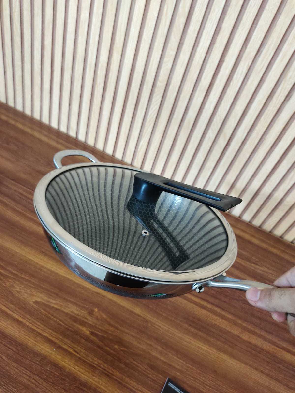 Laser Coated Honeycomb Stainless Steel Frypan