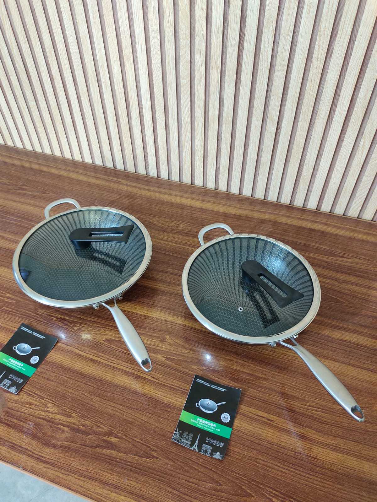 Laser Coated Honeycomb Stainless Steel Frypan