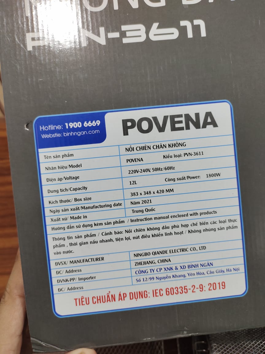 Povena 2in1 Air Fryer & Oven 12L