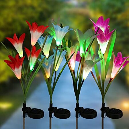 Pack of 2 Solar Garden Flower Stake Light